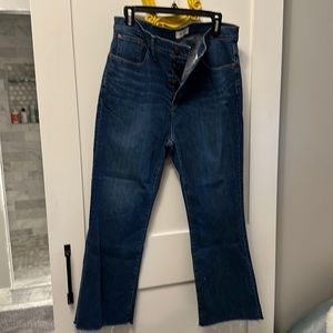 Madewell button fly raw hem cali Demi boot jeans